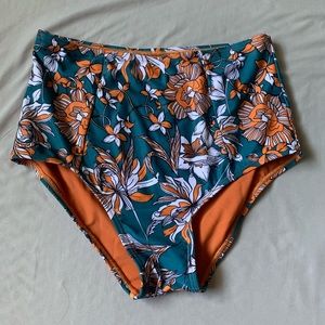 Floral Print High Waist Bikini Bottoms